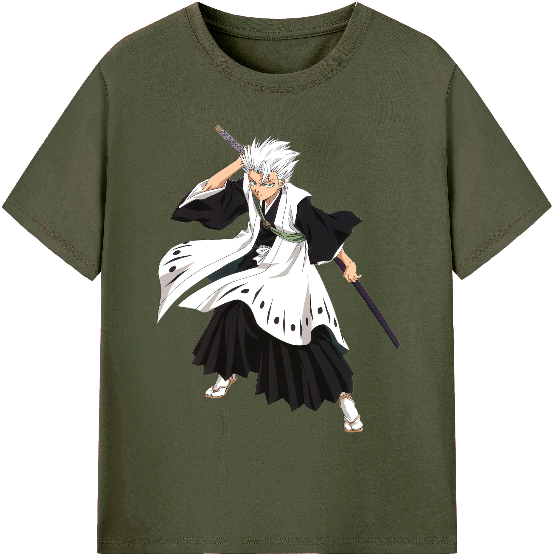 （画像用） ブリーチ 日番谷冬獅郎（ひつがや とうしろう） BLEACH Hitsugaya Toushirou 綿100％ メンズ半袖Tシャツ｜肌触りやわらか＆通気性